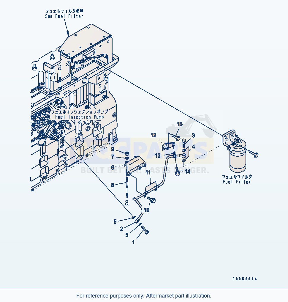 Komatsu WA380-5L Fuel Filter Piping parts diagram