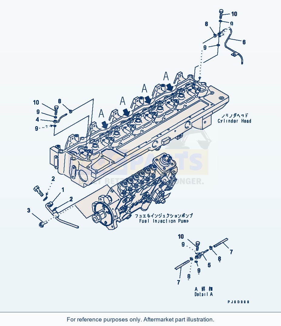 Komatsu WA380-5L Fuel Piping parts diagram