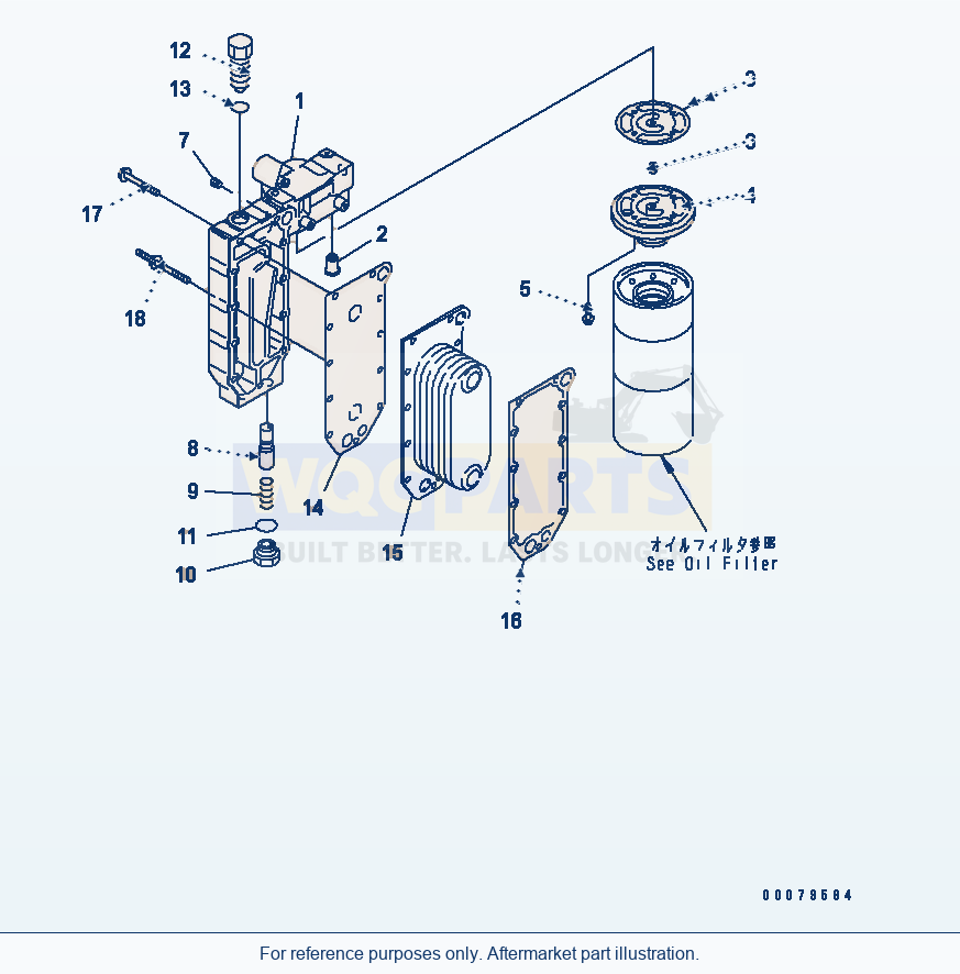 Komatsu WA380-5L Lubricating Oil Cooler parts diagram