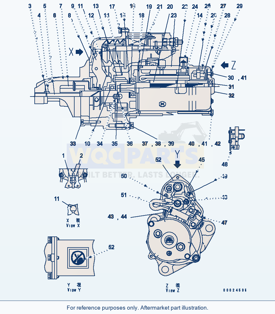 Komatsu WA380-5L Starting Motor (7.5Kw) parts diagram