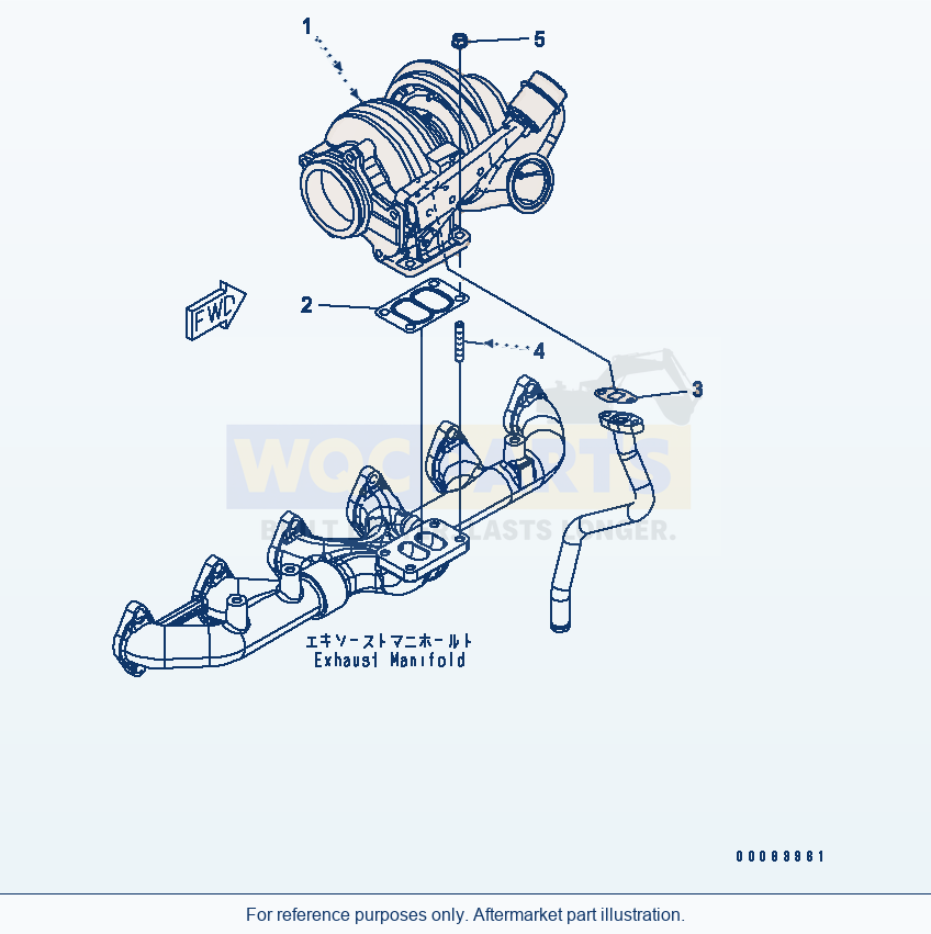 Komatsu WA380-5L Turbocharger And Mounting (Later Release) parts diagram