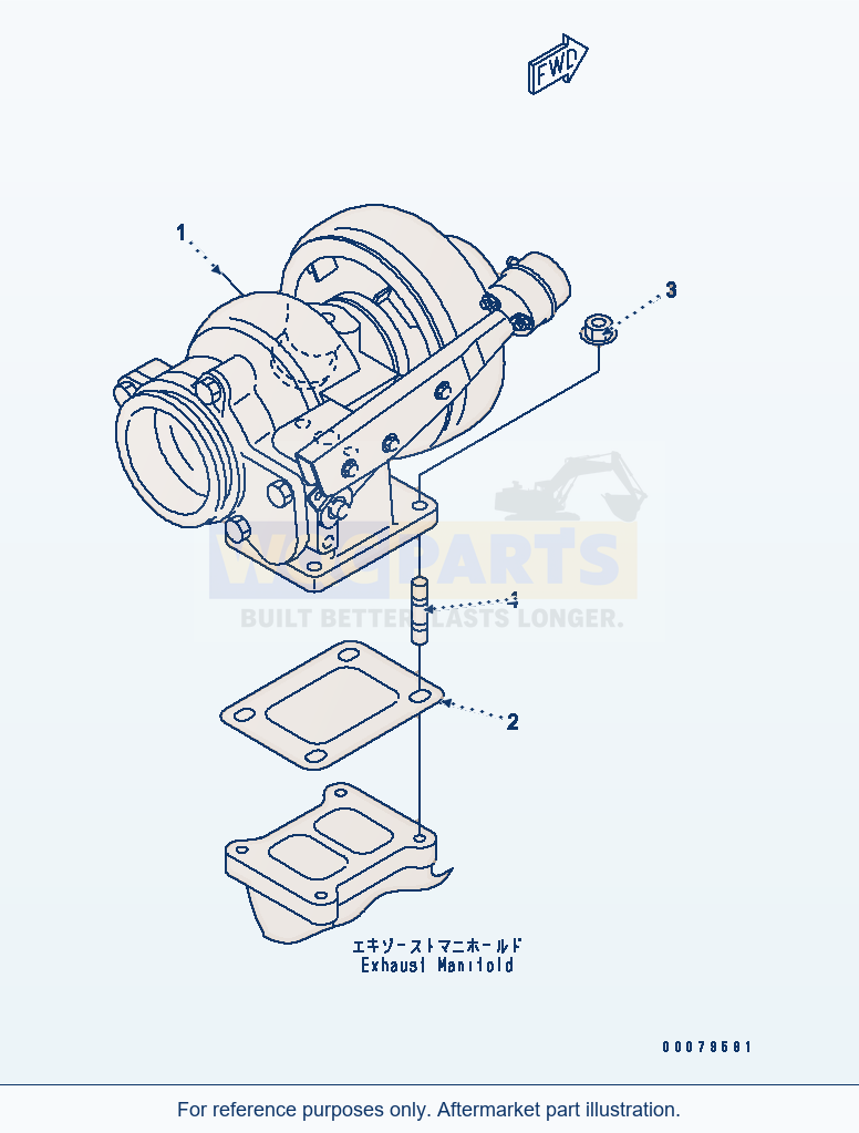 Komatsu WA380-5L Turbocharger Mounting parts diagram