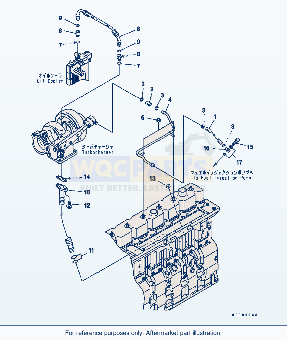 Komatsu WA380-5L Turbocharger Oil Piping parts diagram