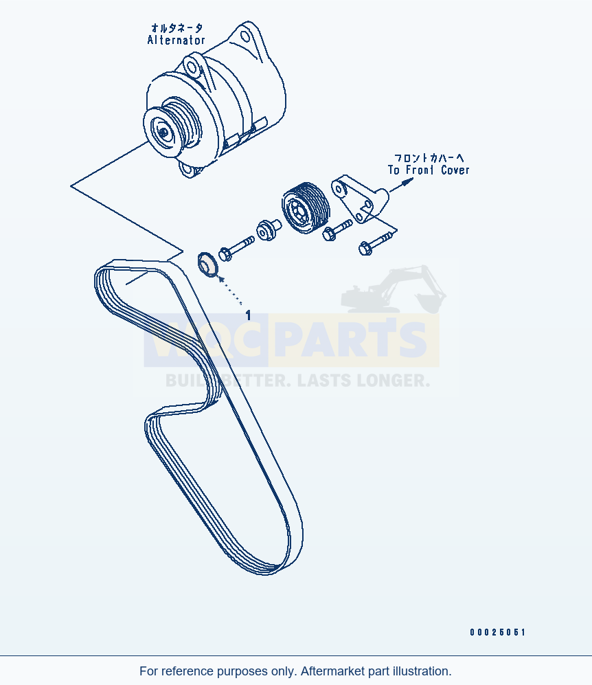 Komatsu WA380-5L Water Pump Drive Idler Pulley Cover parts diagram
