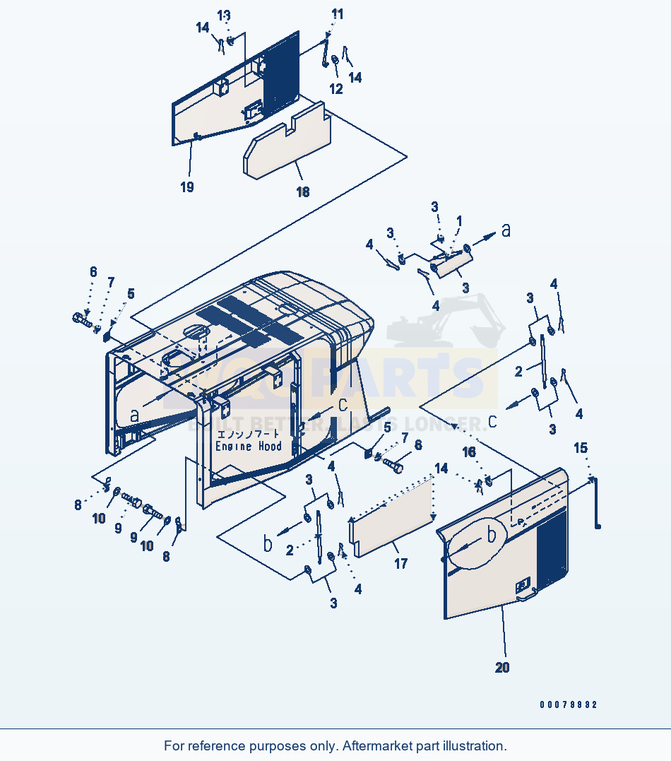 Komatsu WA380-5L Hood (Gas Spring) parts diagram