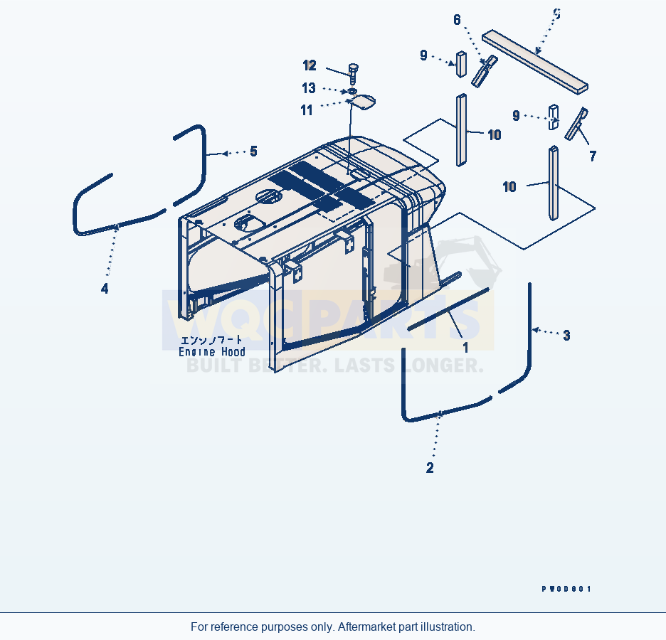 Komatsu WA380-5L Hood (Seals And Acoustical Insulation) parts diagram
