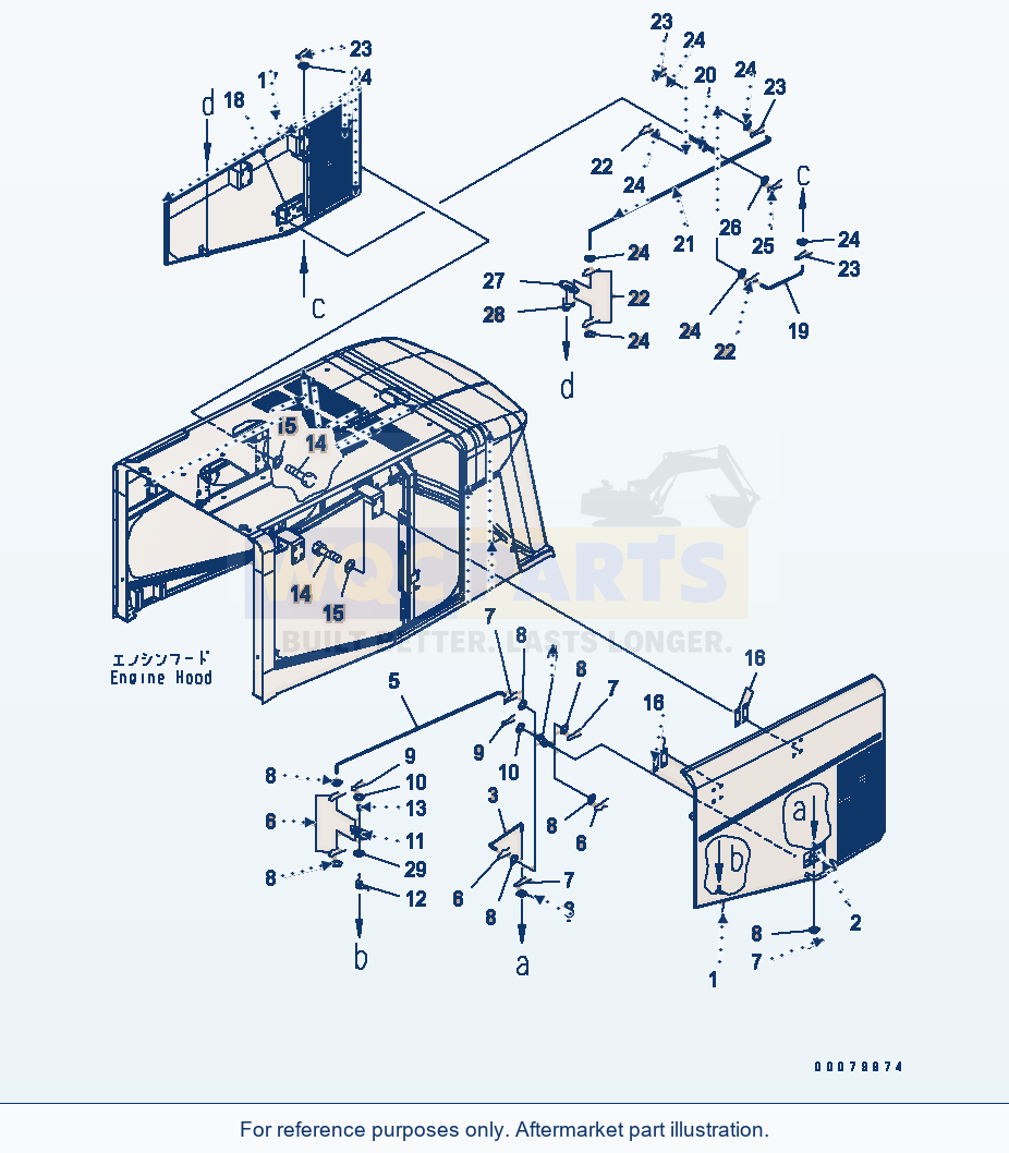 Komatsu WA380-5L Hood (Standard Door And Spring) parts diagram