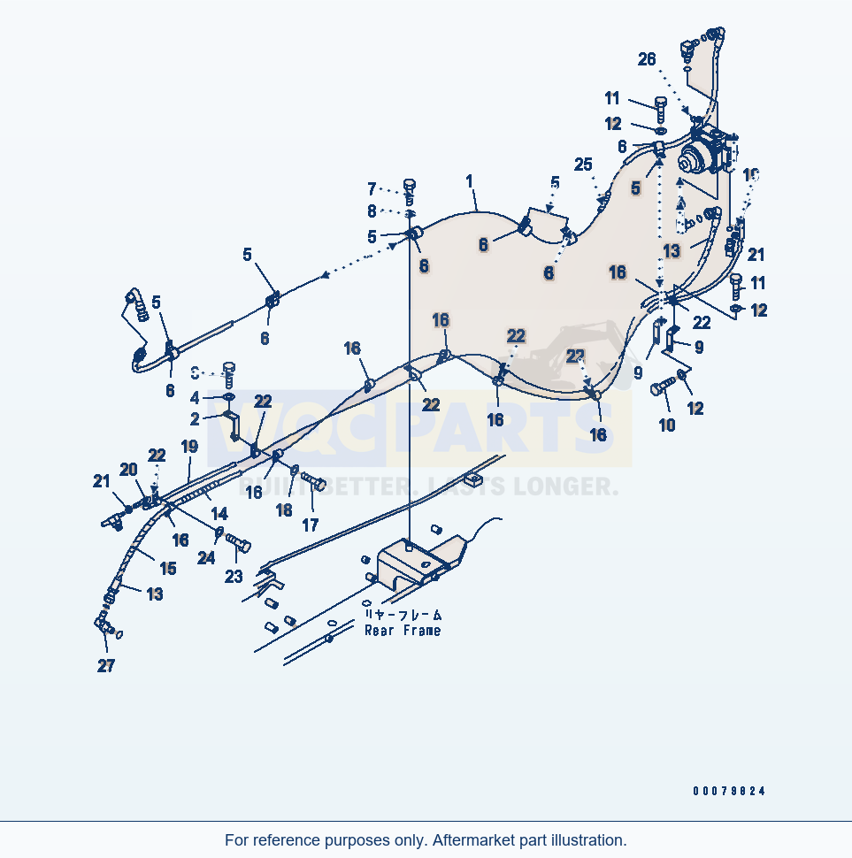 Komatsu WA380-5L Cooling Fan Drive Piping parts diagram