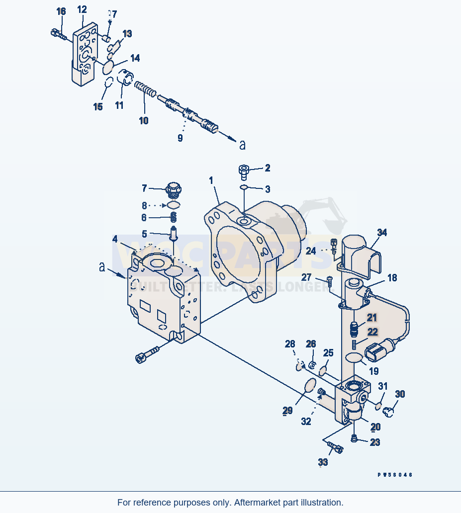 Komatsu WA380-5L Cooling Fan Motor (Cover And Pilot Valve) parts diagram