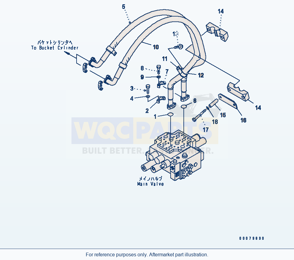Komatsu WA380-5L Hydraulic Piping (Bucket Cylinder Line) parts diagram