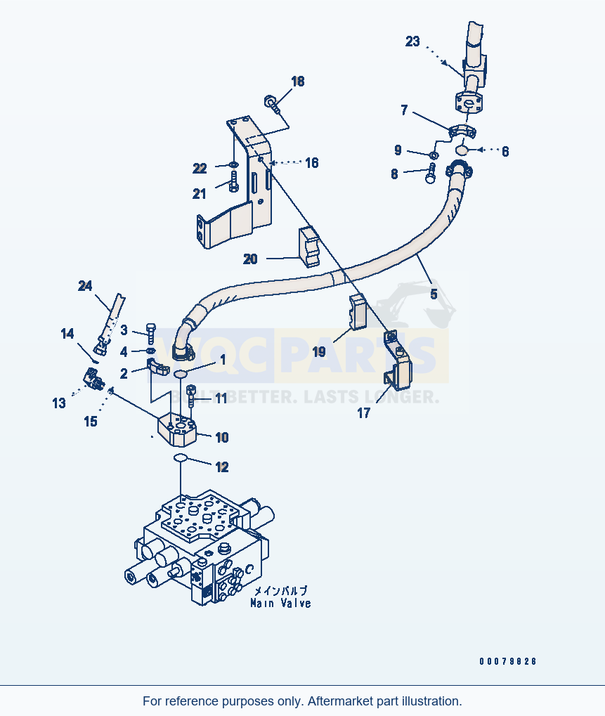 Komatsu WA380-5L Hydraulic Piping (Drain Line Hose) parts diagram
