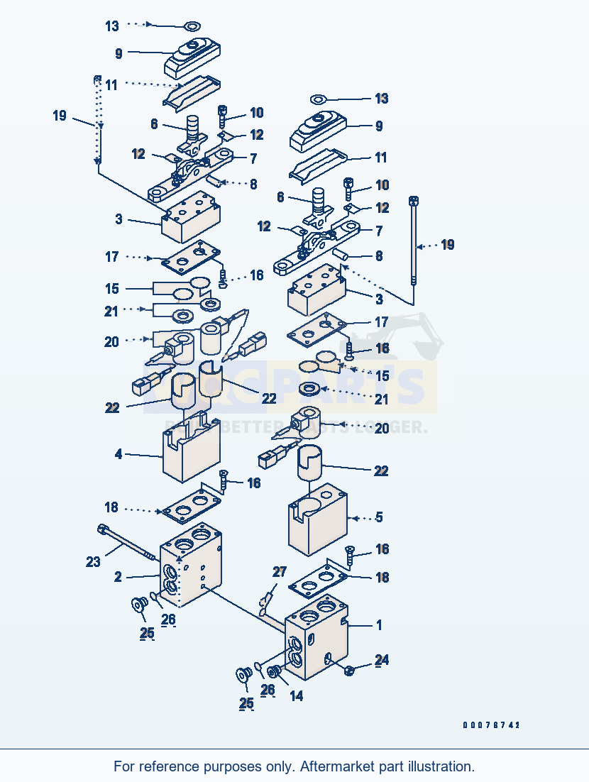 Komatsu WA380-5L P.P.C. Valve (Solenoid Assembly) parts diagram