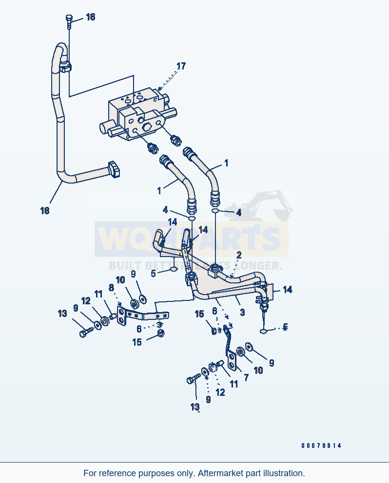 Komatsu WA380-5L Steering Cylinder Hydraulic Line parts diagram