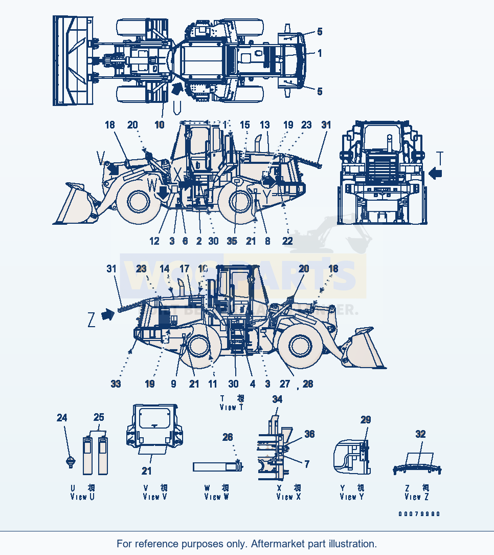 Komatsu WA380-5L Marks And Decals (English) parts diagram