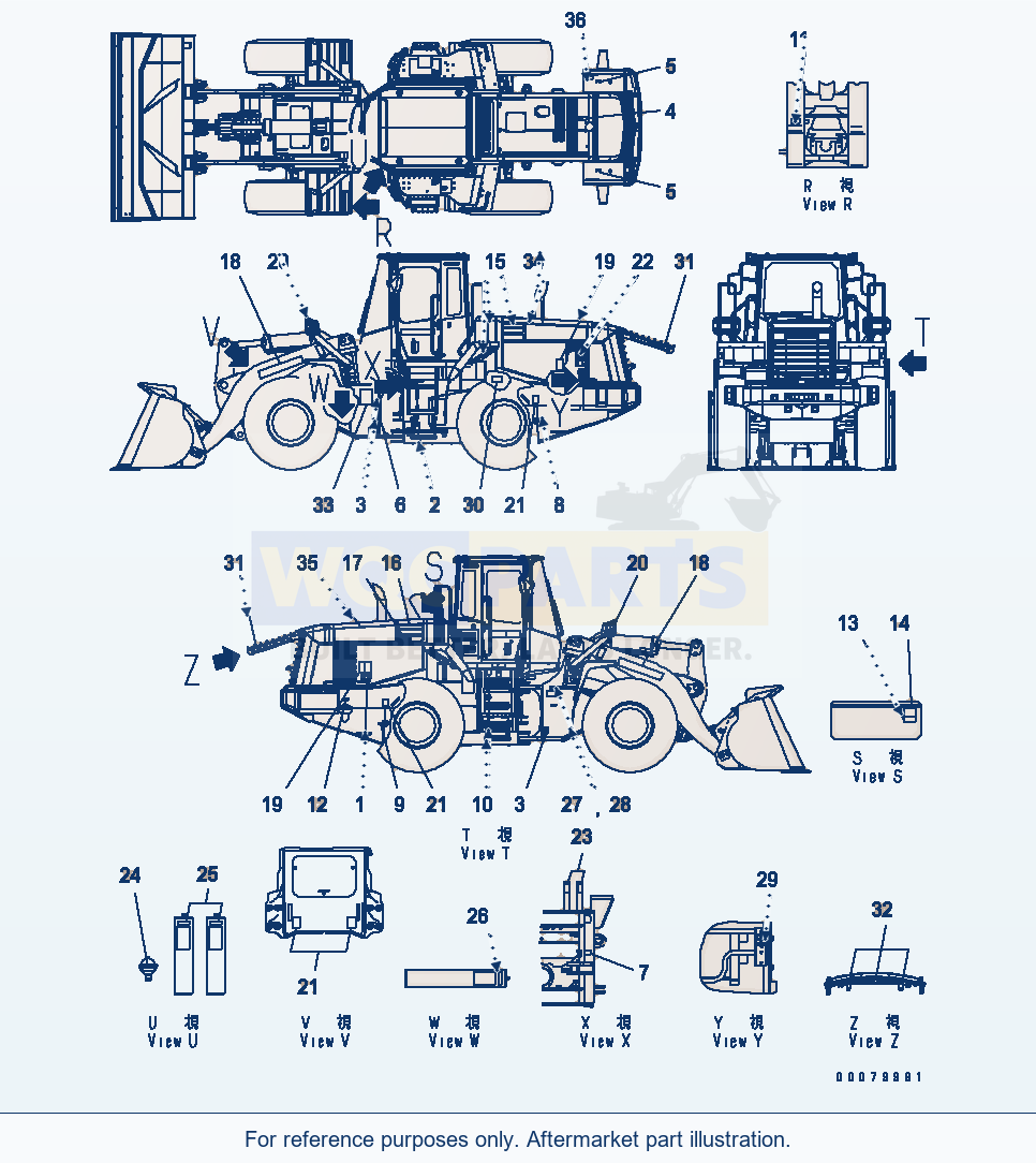 Komatsu WA380-5L Marks And Decals (French) parts diagram