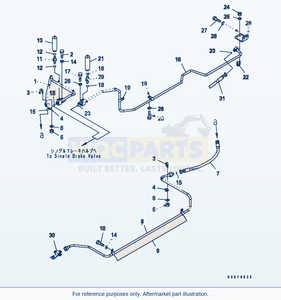 Komatsu WA380-5L Brake Piping (Front And Rear Axle Piping) parts diagram