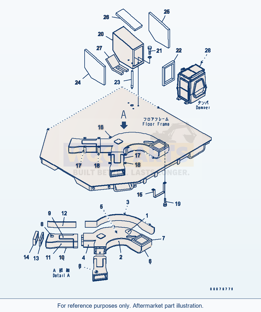 Komatsu WA380-5L Floor Frame (A/C And Heater Ducts) parts diagram