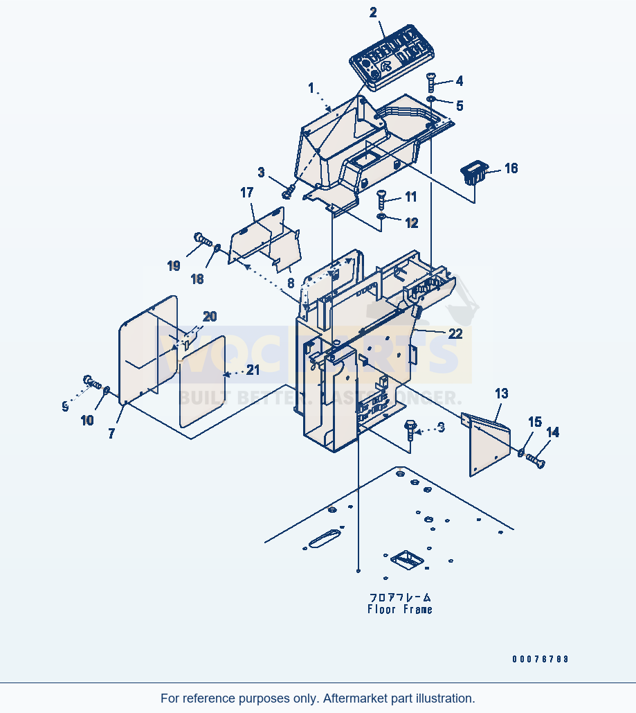 Komatsu WA380-5L Floor Frame (Right Console Cover) parts diagram