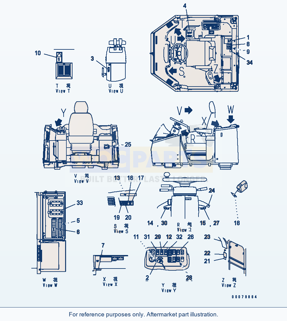 Komatsu WA380-5L Marks And Decals (Inside Cab) parts diagram