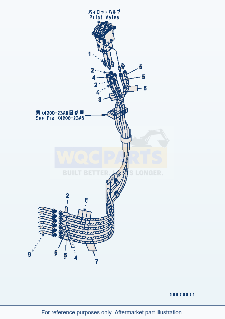 Komatsu WA380-5L P.P.C. Piping (For 3-Spool Valve) parts diagram