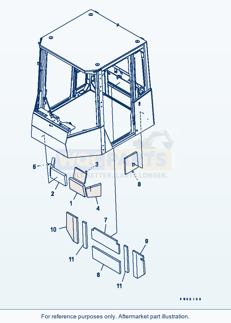 Komatsu WA380-5L Rops Cab (Insulation Panels)(#A52001-A52189) parts diagram