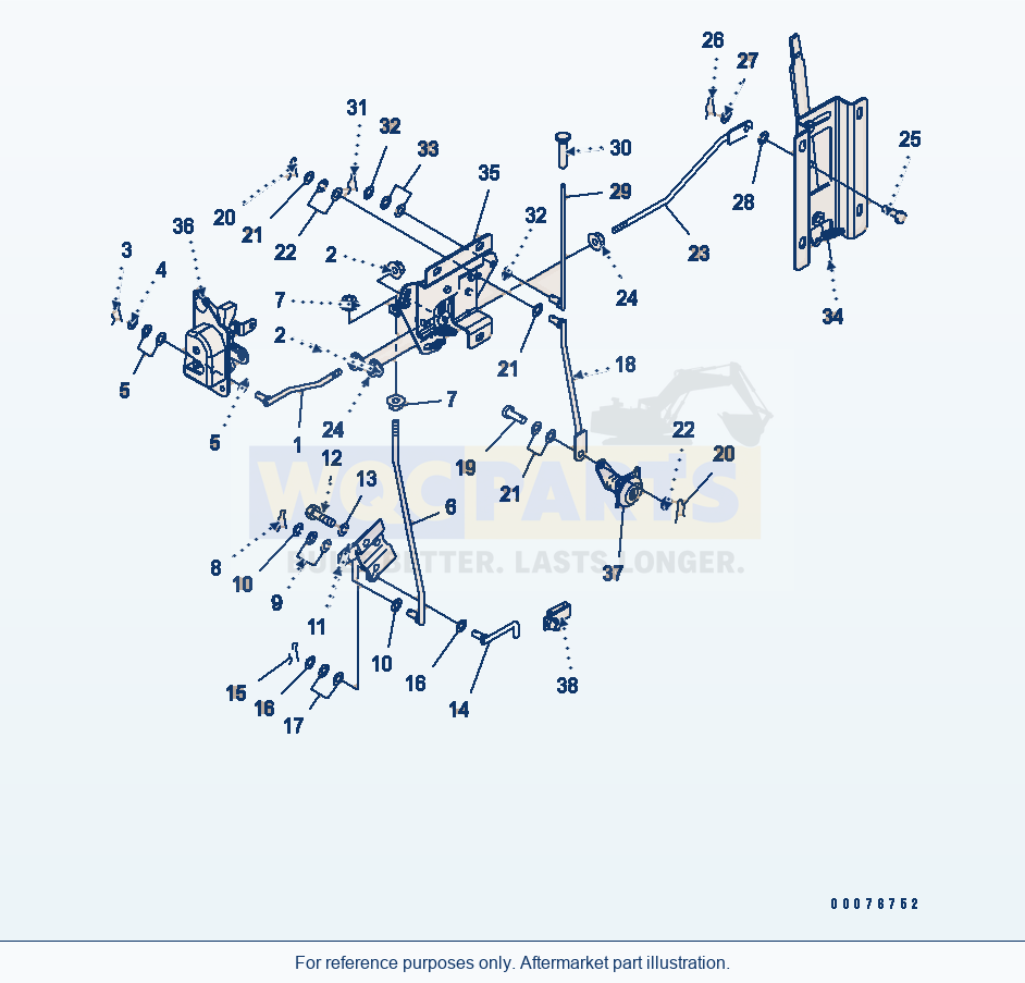 Komatsu WA380-5L Rops Cab (Left Door Linkage)(#A52001-A52189) parts diagram