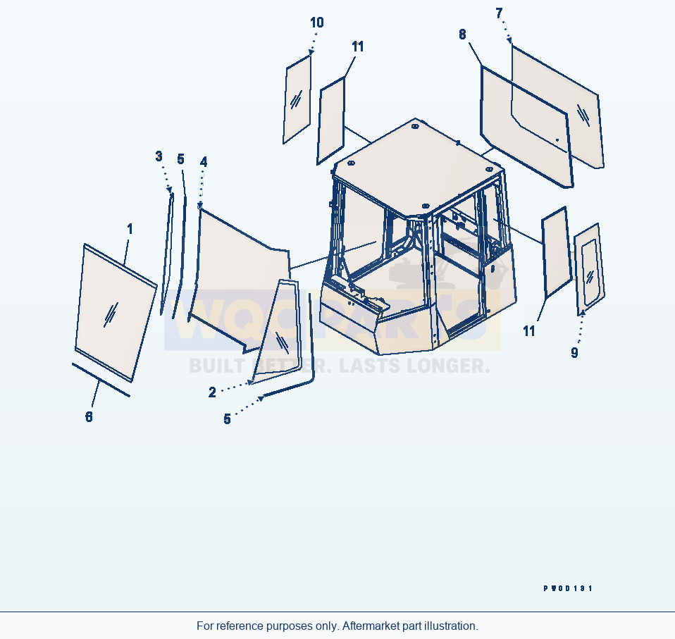 Komatsu WA380-5L Rops Cab (Window Glass)(#A52001-A52189) parts diagram