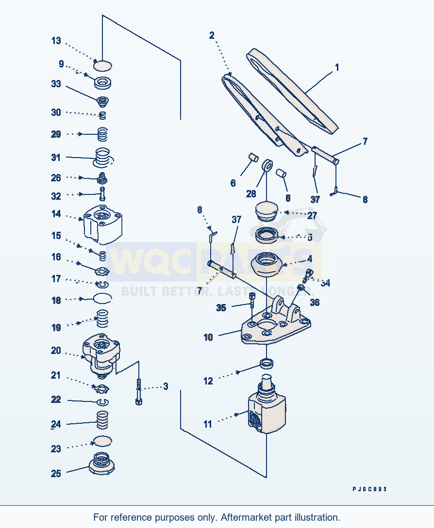 Komatsu WA380-5L Treadle Valve (Inner Parts) parts diagram