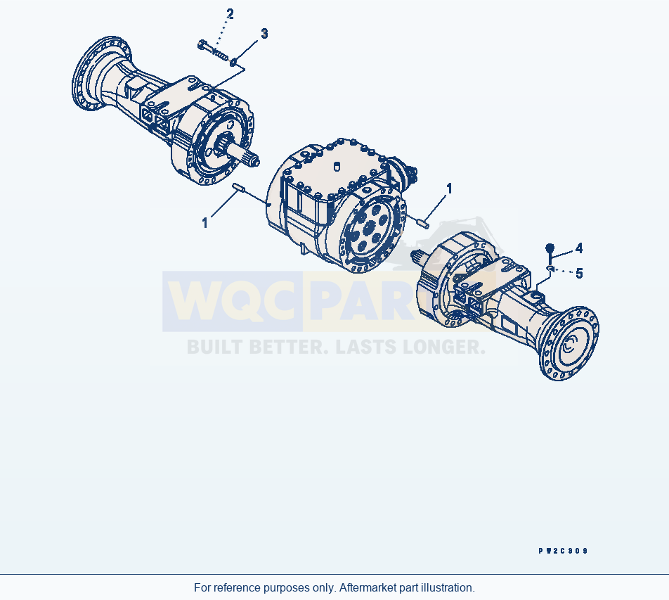 Komatsu WA380-5L Front Axle (Axle Joining And Oil Level Gauge) parts diagram