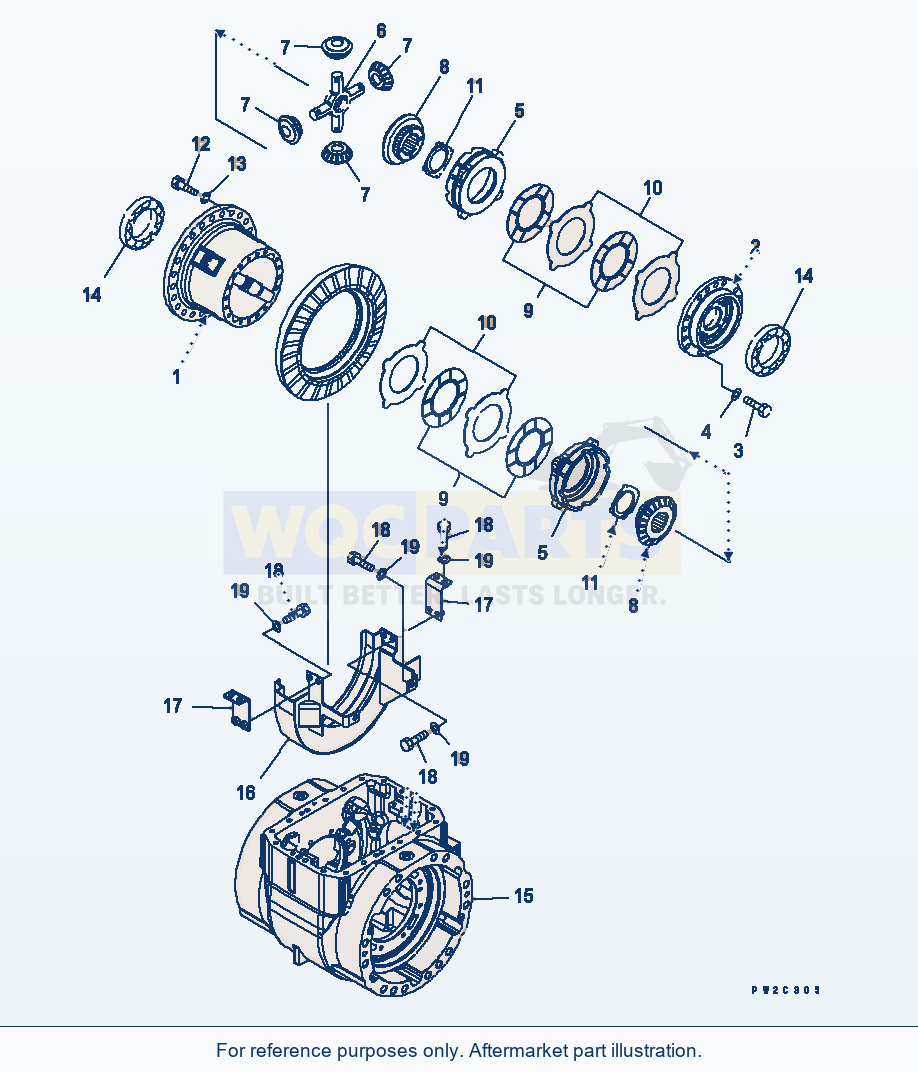 Komatsu WA380-5L Front Axle (Differential Limited Slip Case) parts diagram
