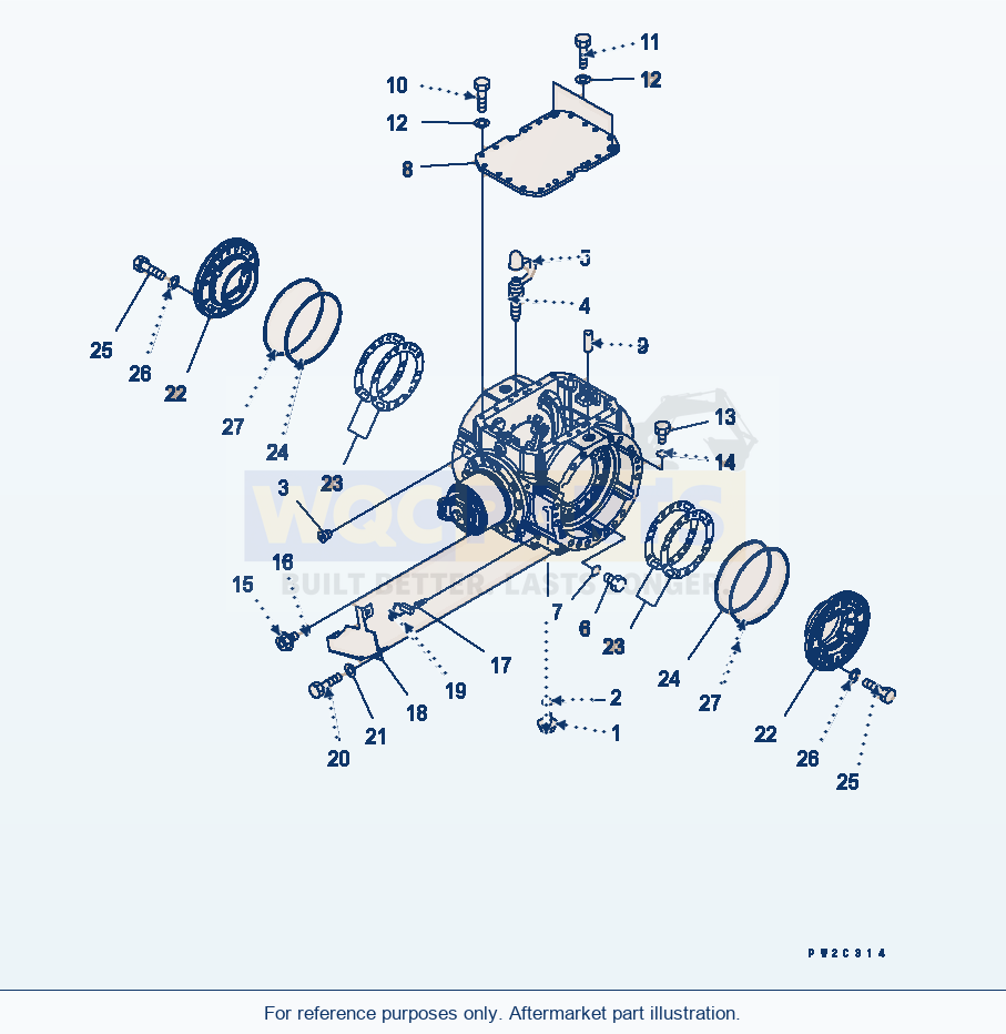 Komatsu WA380-5L Rear Axle (Axle Housing) parts diagram