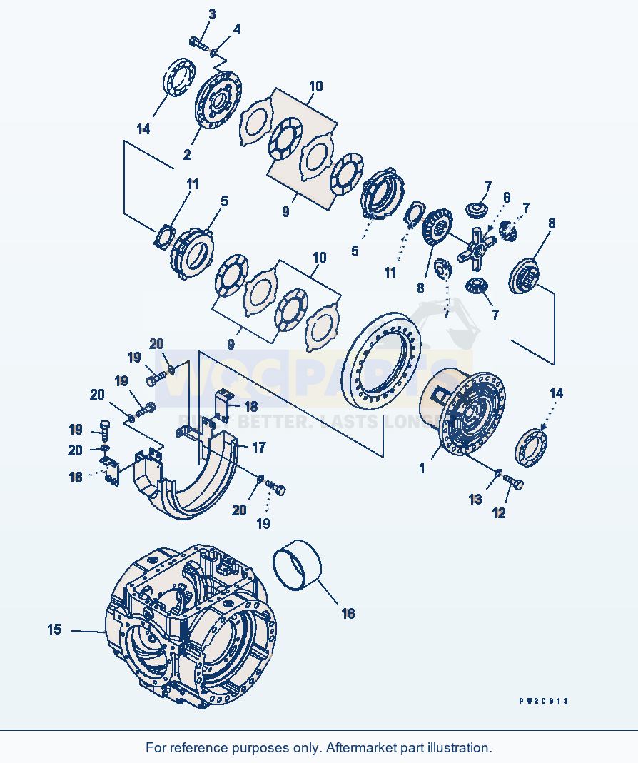 Komatsu WA380-5L Rear Axle (Differential Limited Slip Case) parts diagram