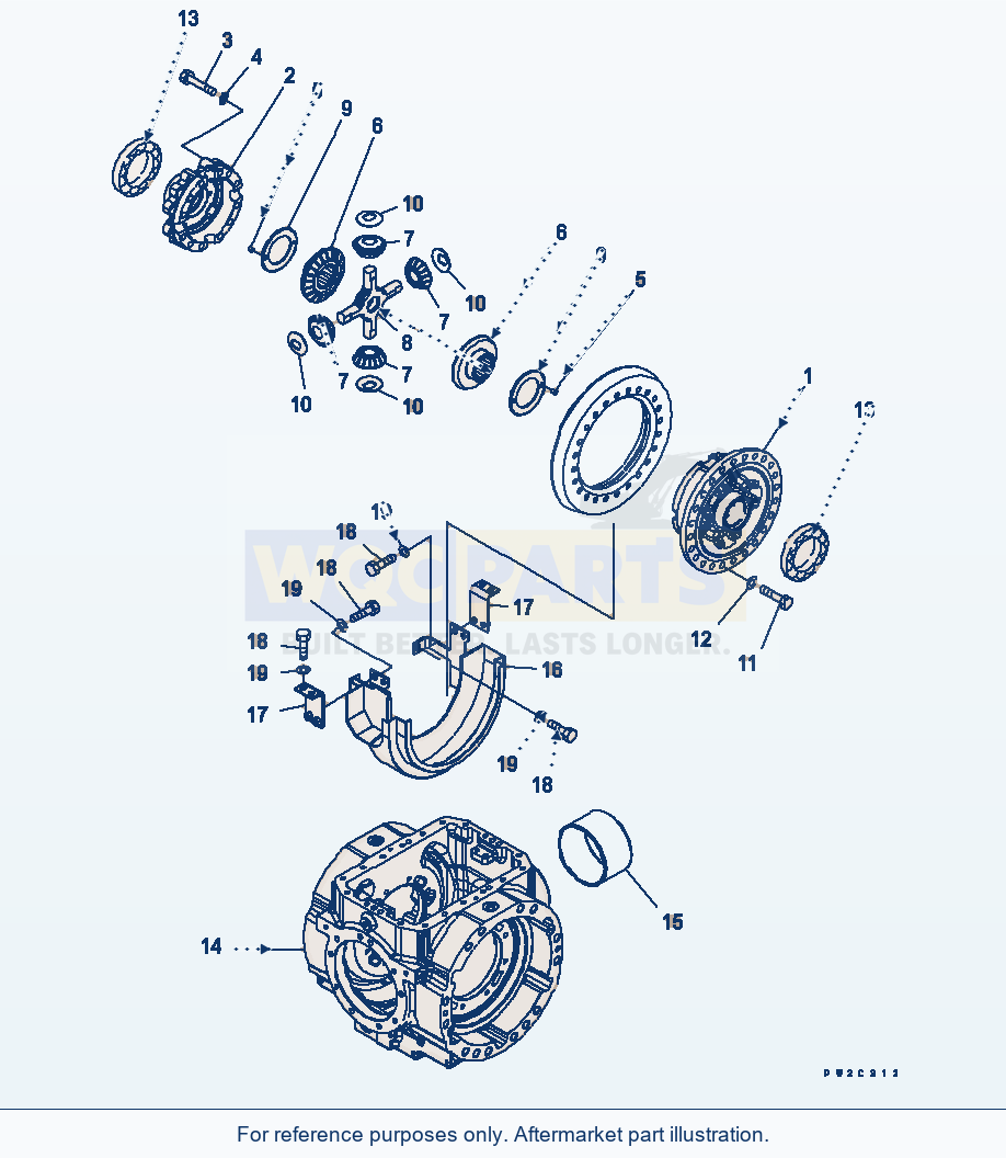 Komatsu WA380-5L Rear Axle (Differential Standard Case) parts diagram