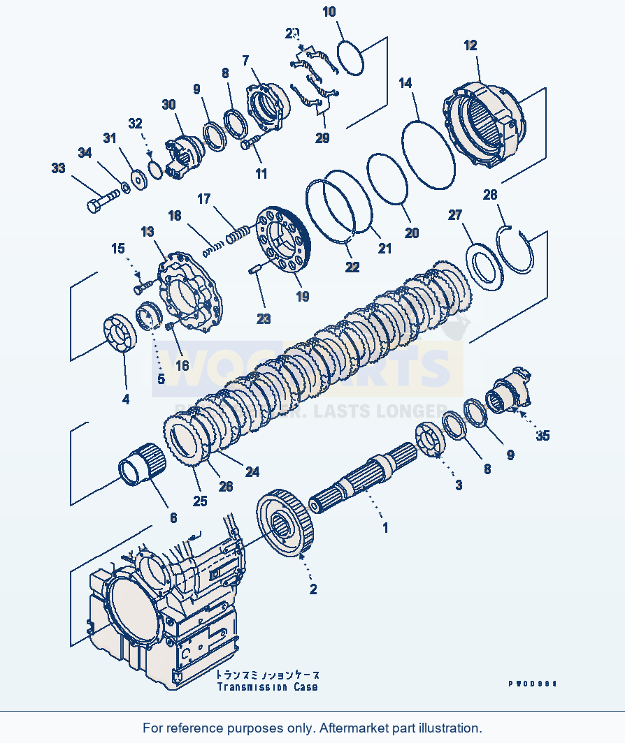 Komatsu WA380-5L Transmission (Output Shaft) parts diagram