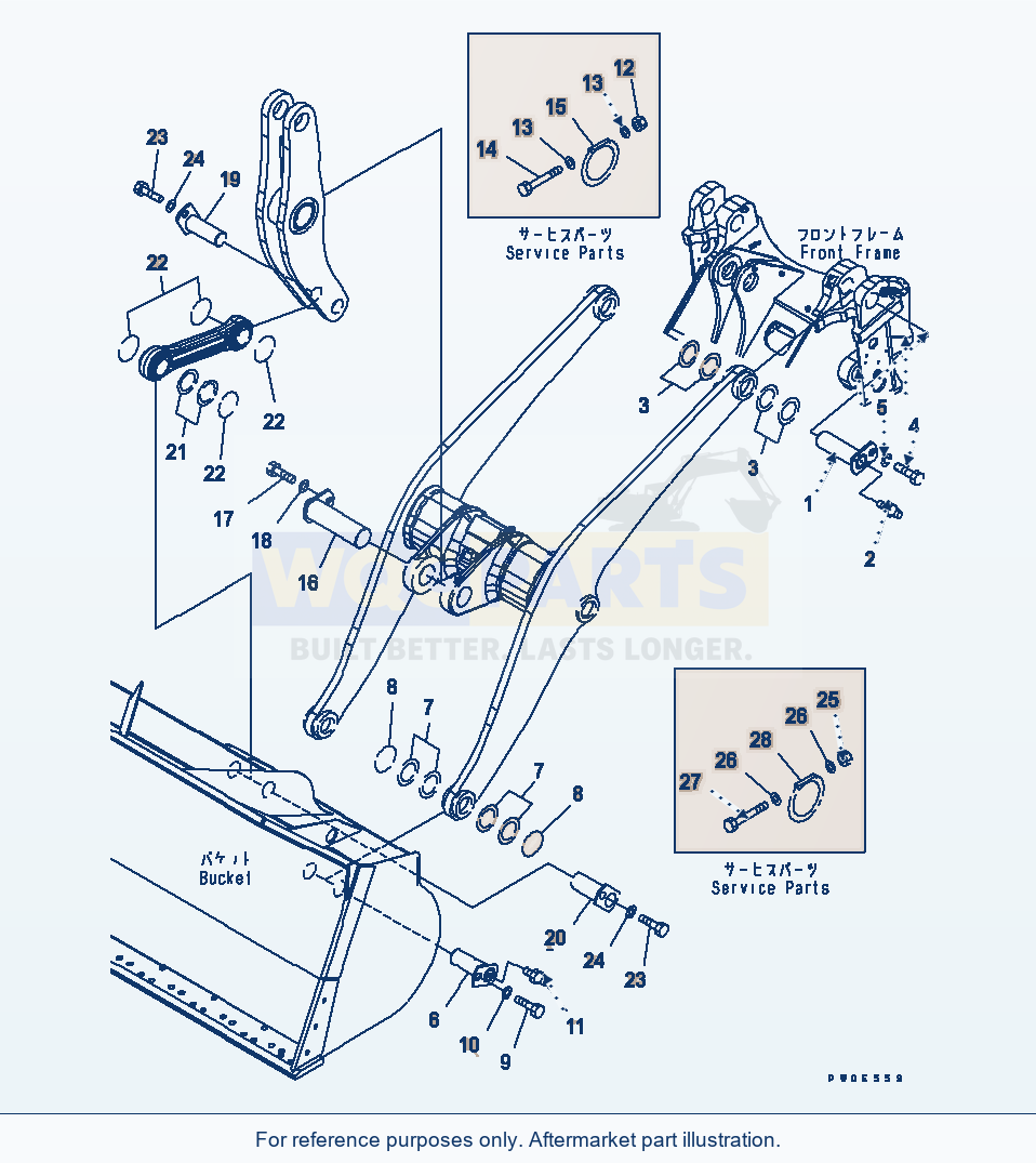 Komatsu WA380-5L Boom And Bell Crank (Mounting Parts) parts diagram