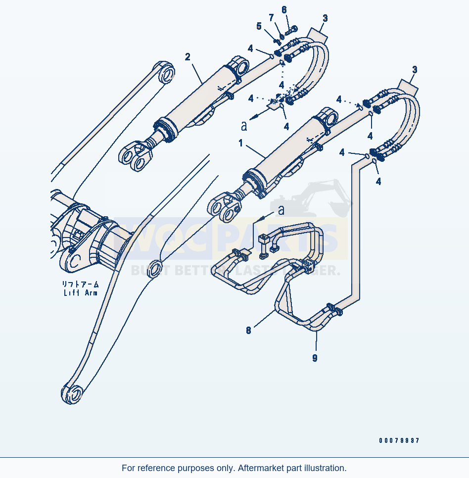 Komatsu WA380-5L Boom Cylinder Piping parts diagram