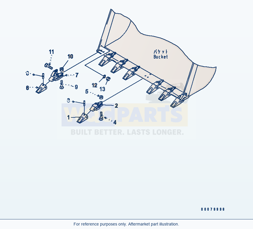 Komatsu WA380-5L Tooth Kit parts diagram