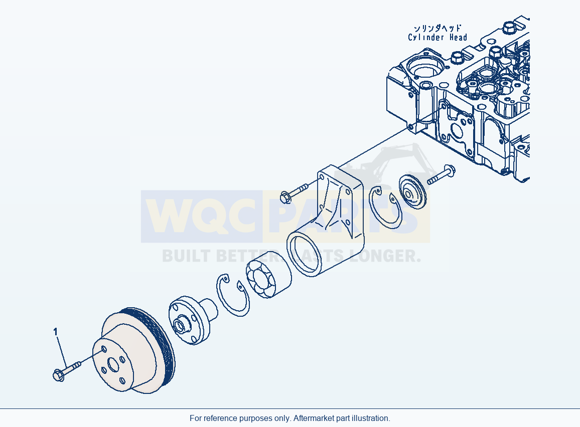 Komatsu WA380-6 Cooling Fan Drive Pulley Mounting parts diagram