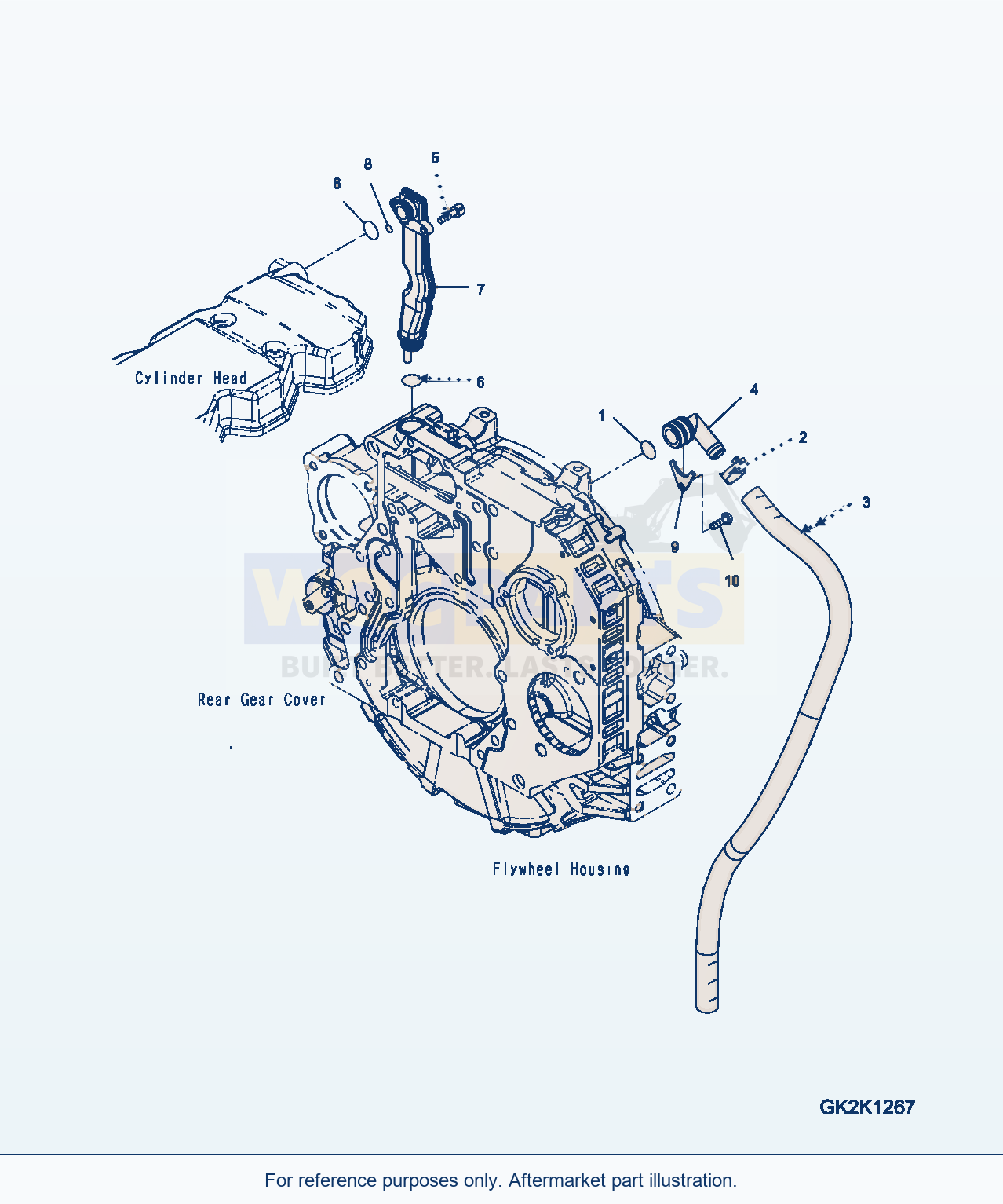 Komatsu WA380-6 Crankcase Breather And Hose parts diagram