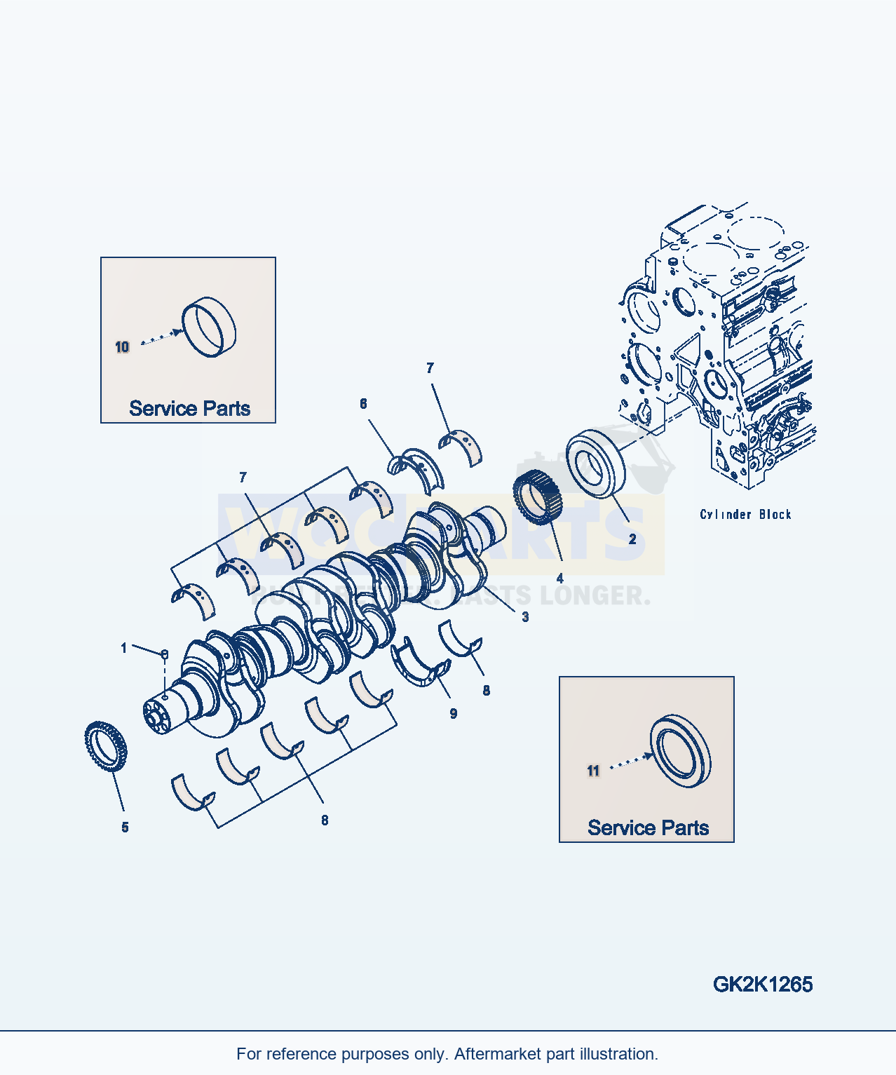 Komatsu WA380-6 Crankshaft And Bearings (Esn 21692067-21705604) parts diagram