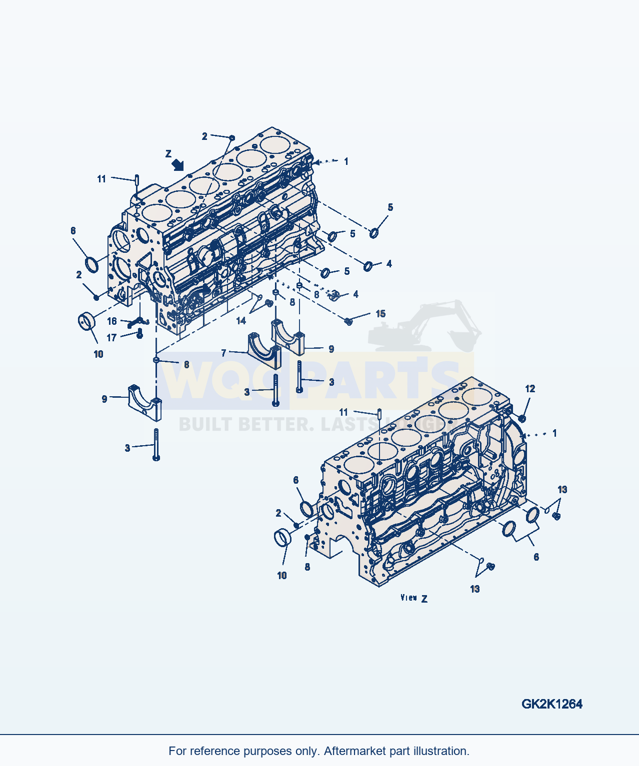 Komatsu WA380-6 Cylinder Block Serial H60051 - UP parts diagram