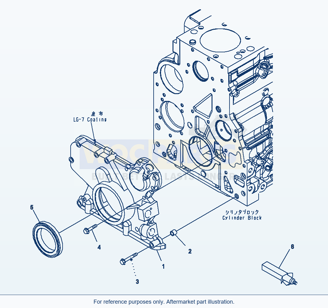 Komatsu WA380-6 Front Gear Cover Serial H60051 - UP parts diagram