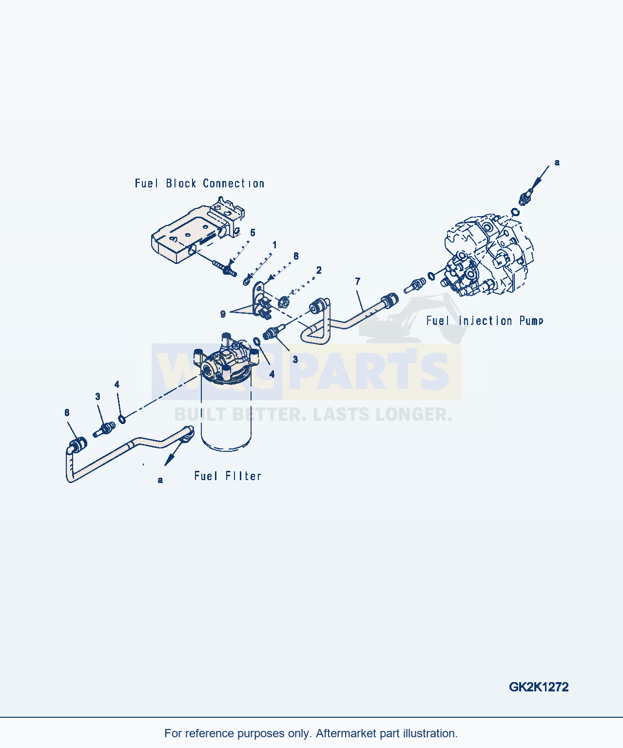 Komatsu WA380-6 Fuel Filter Piping Serial H60051 - UP parts diagram