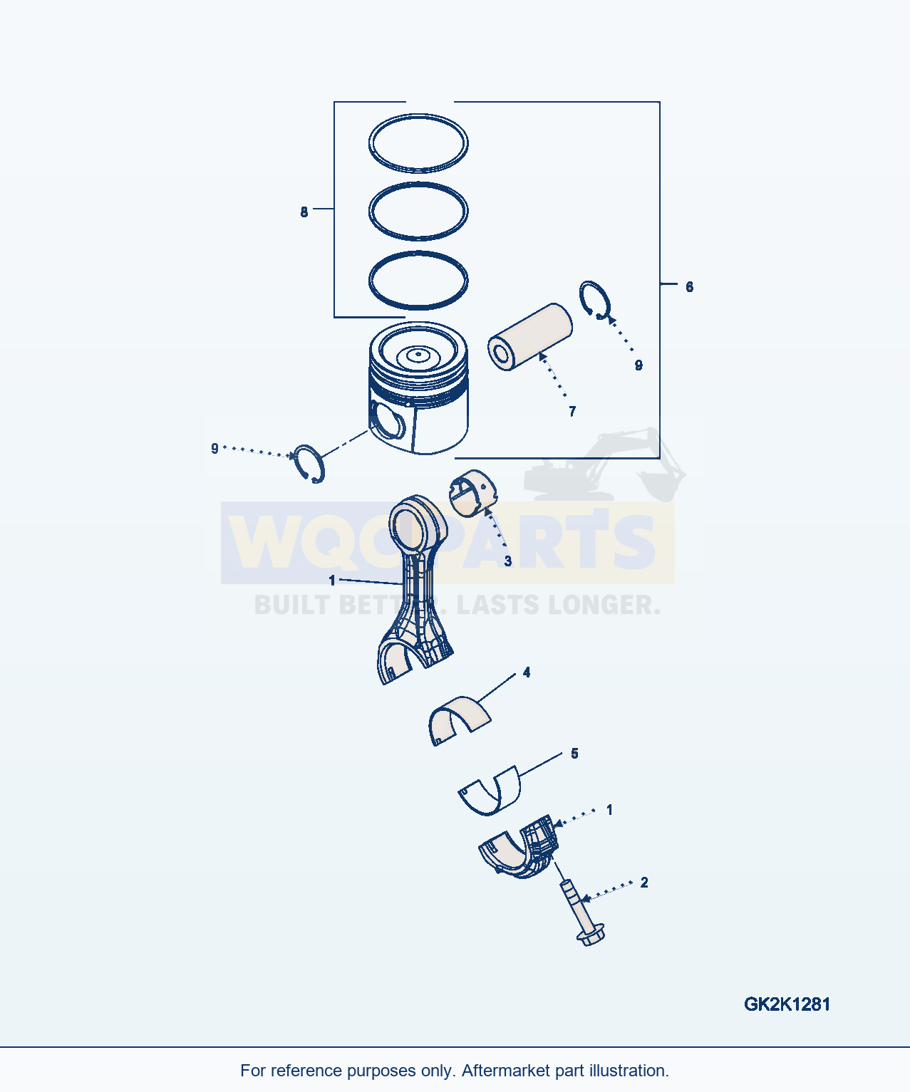 Komatsu WA380-6 Piston And Connecting Rod Serial H60051 - UP parts diagram