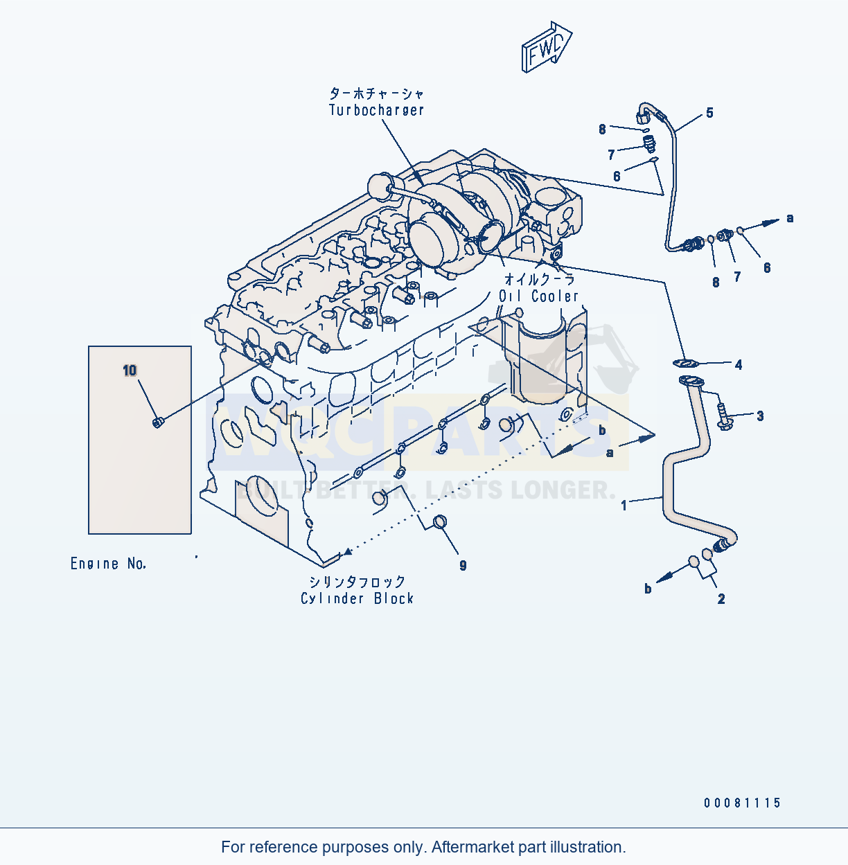 Komatsu WA380-6 Plumbing Turbocharger parts diagram