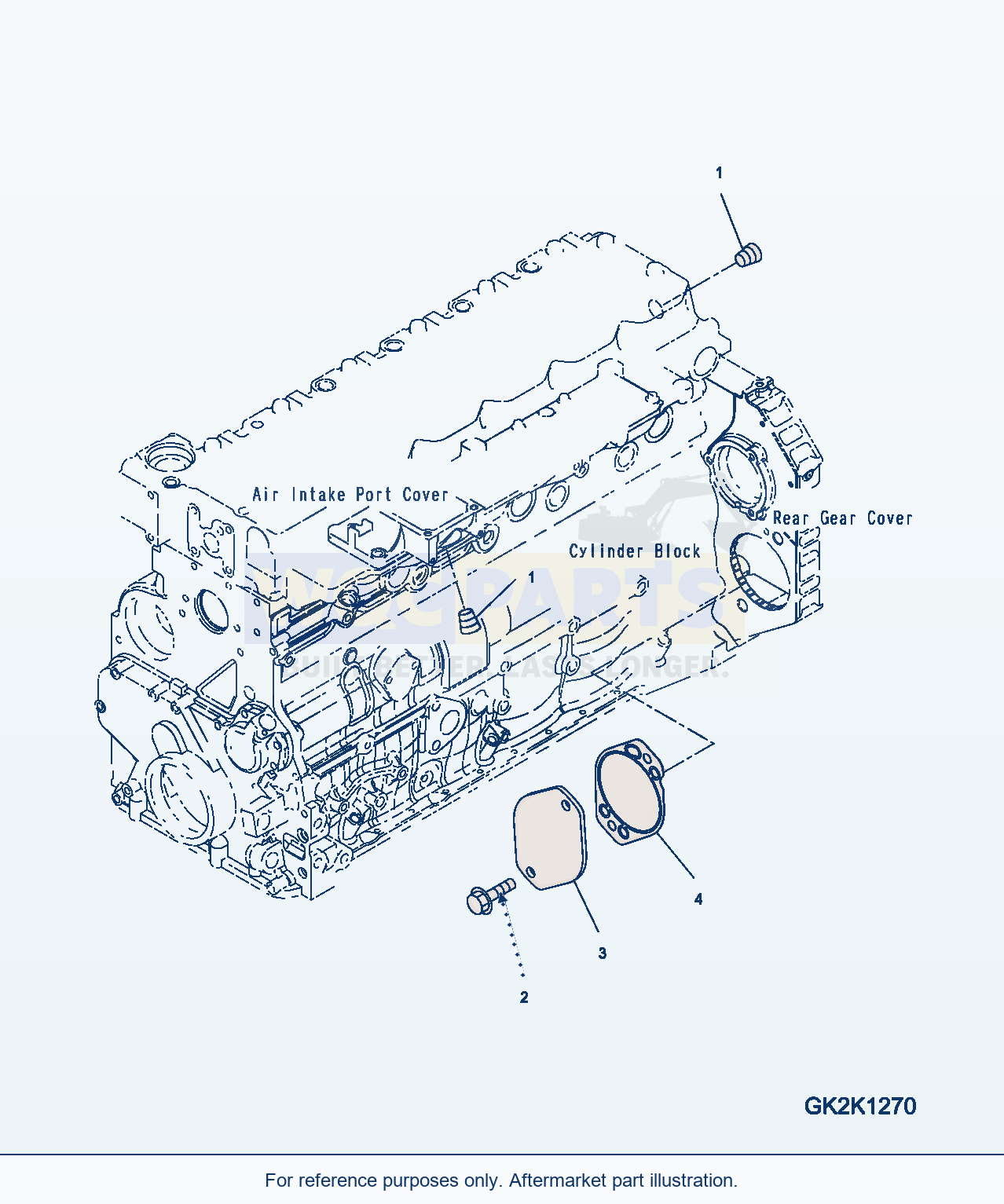 Komatsu WA380-6 Rear Train Gear Cover Mounting parts diagram