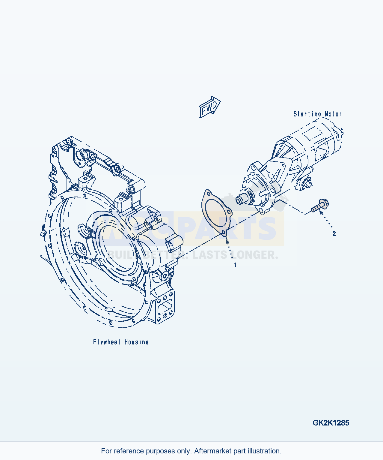 Komatsu WA380-6 Starting Motor Mounting (Esn 21692067-21962020) parts diagram