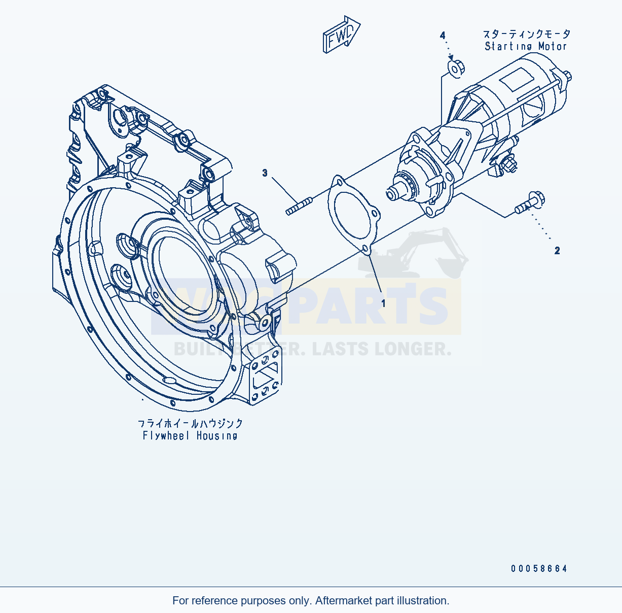 Komatsu WA380-6 Starting Motor Mounting (Esn 21962021-Up) parts diagram