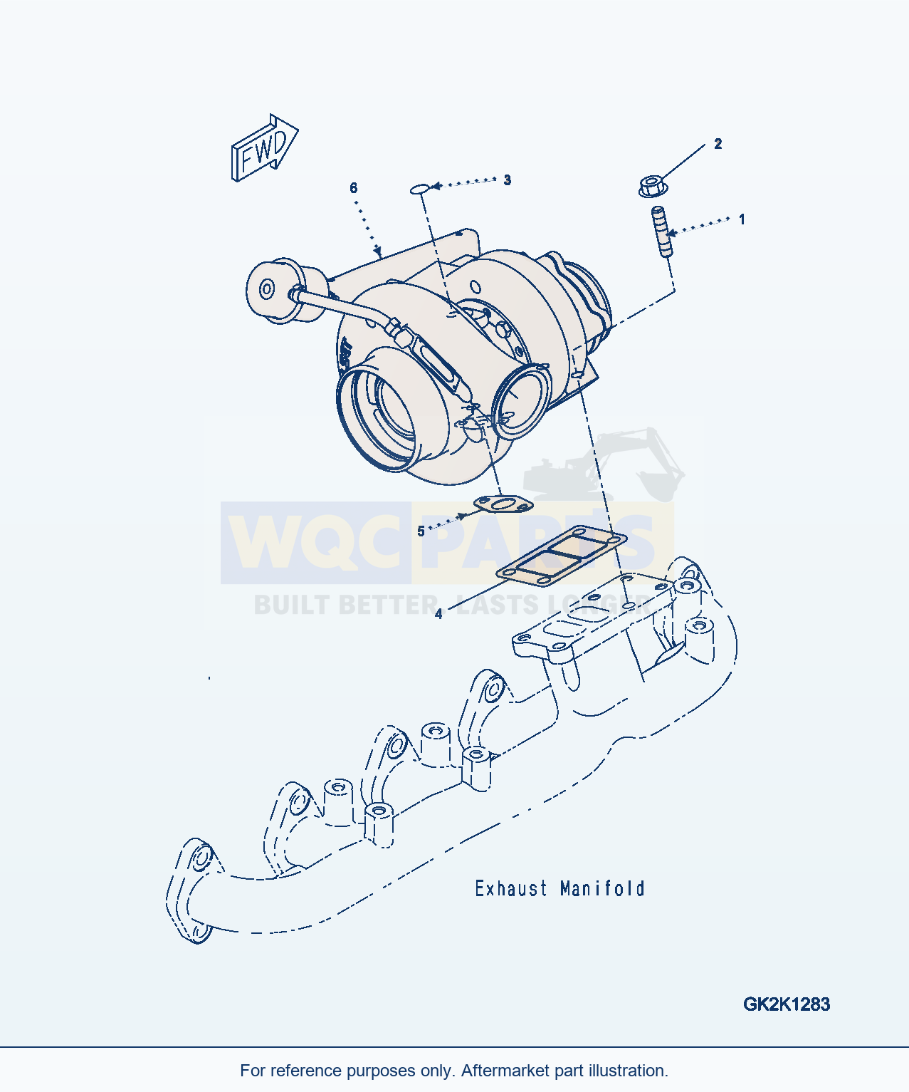 Komatsu WA380-6 Turbocharger parts diagram