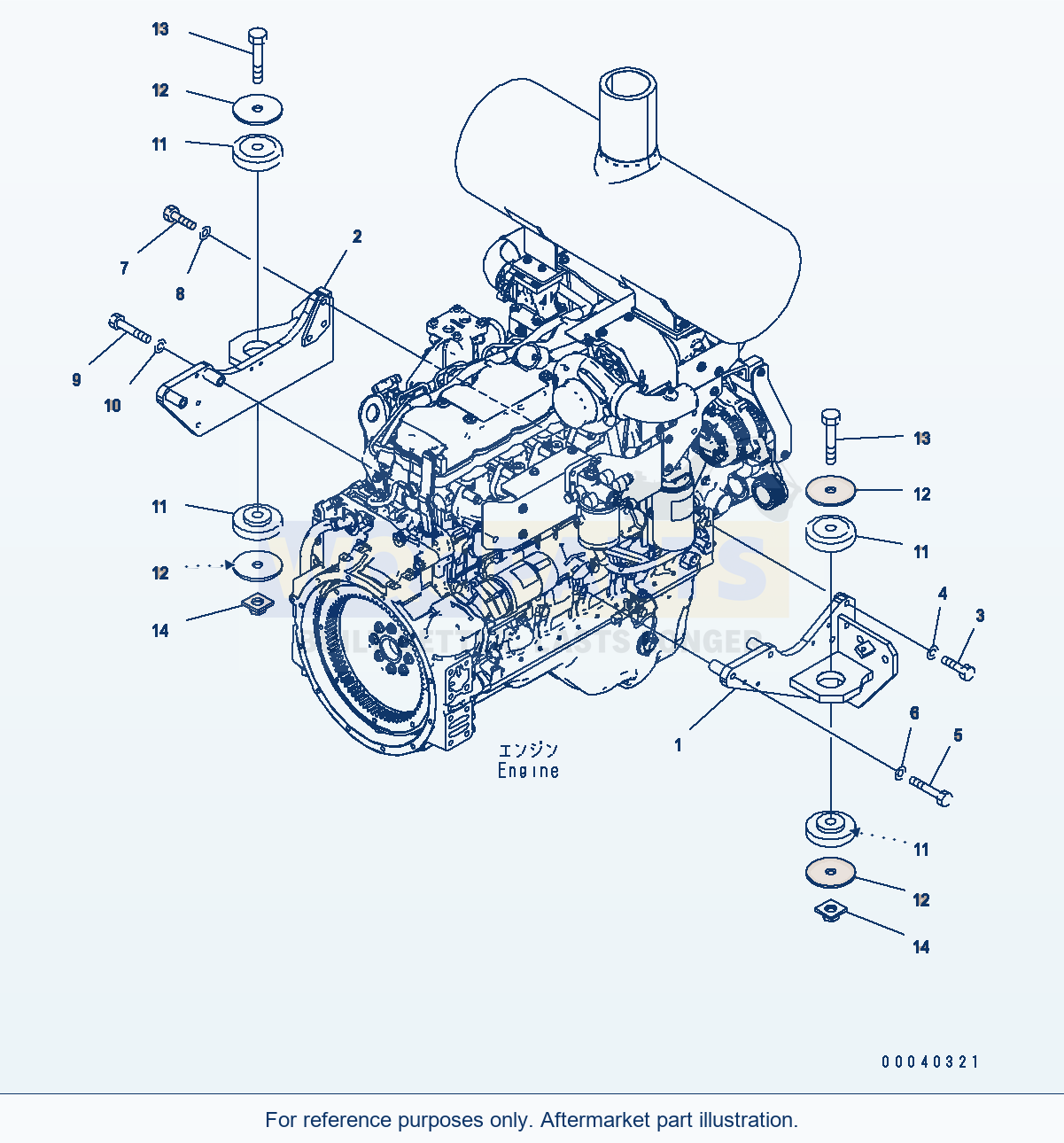 Komatsu WA380-6 Engine Mount Serial H60051 - UP parts diagram